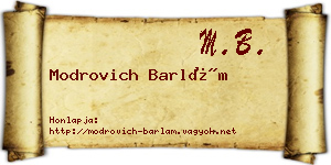 Modrovich Barlám névjegykártya